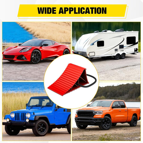 Wheel Chocks, Heavy Duty Wheel Stopper for Car, Truck, RV, Trailer, Caravan, Motorcycle, 8.7 Inch x 4.8 Inch x 4.2 Inch, 2-Pack(Red)