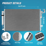 AC Condenser Fit for Nissan Altima L4 2.5L V6 3.5L 2007-2011 Altima ALL Engine 2012-2018 Maxima 2009-2023 Air Conditioning A/C Condenser w Receiver Drier Replace#3639, NI3030161, NI3030171