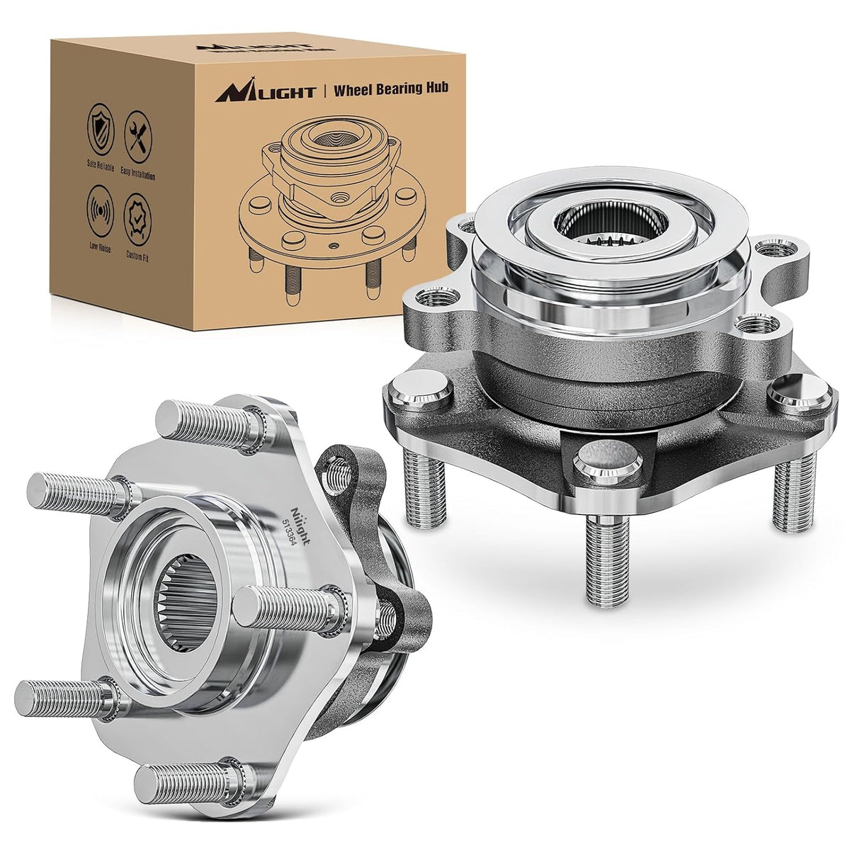 Front Wheel Bearing and Hub Assembly for Nissan Sentra 2013 2014 2015 2016 2017 2018 2019, NV200 2013–2019, Leaf 2013-2017, Chevy City Express 2015–2018, 513364-2Pack