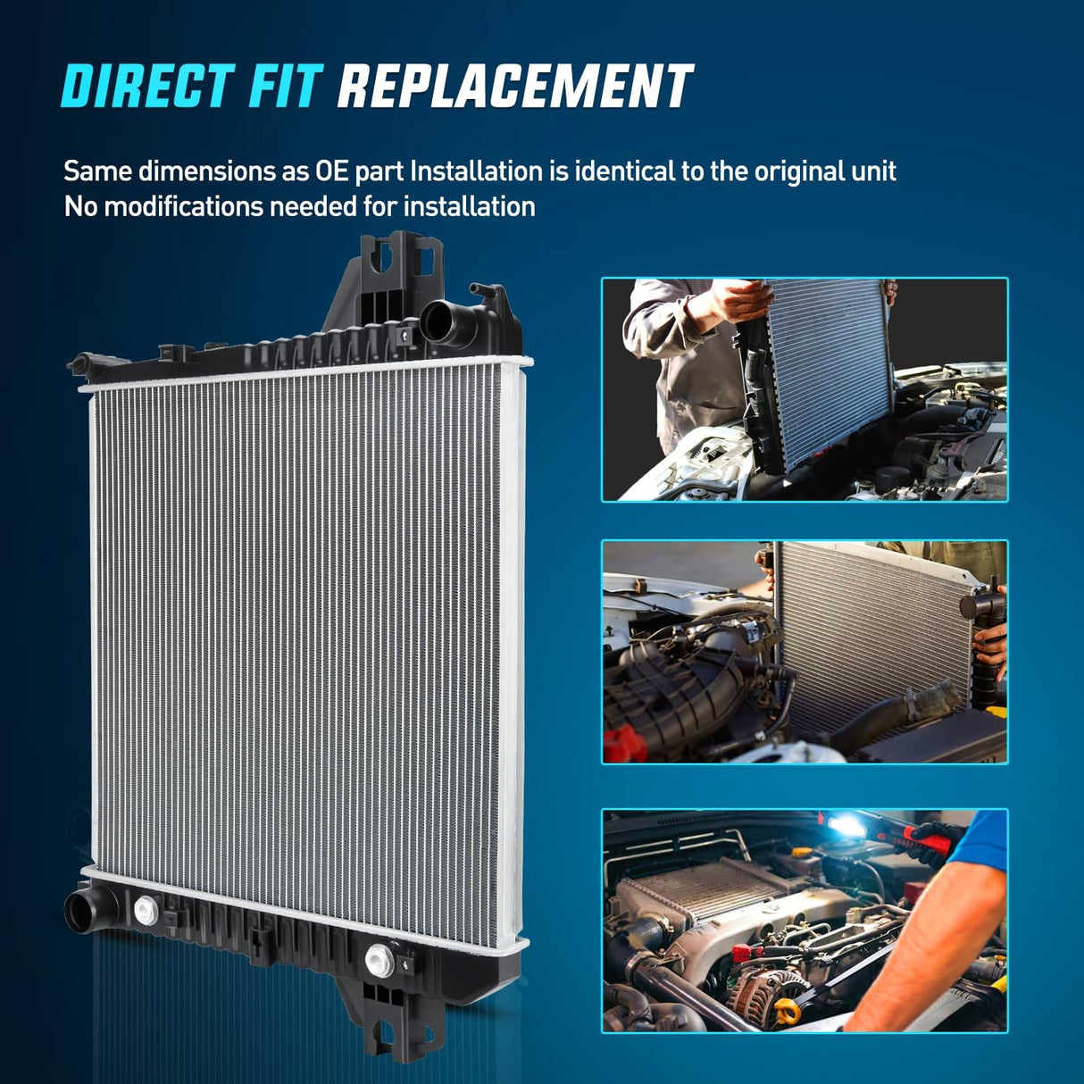 Radiator for Jeep Liberty 3.7L 2002 2003 2004 2005 2006, Engine Coolant Radiator with Oil Cooler, Automatic Transmission, Replace# 52080120AB, CU2481, 2481