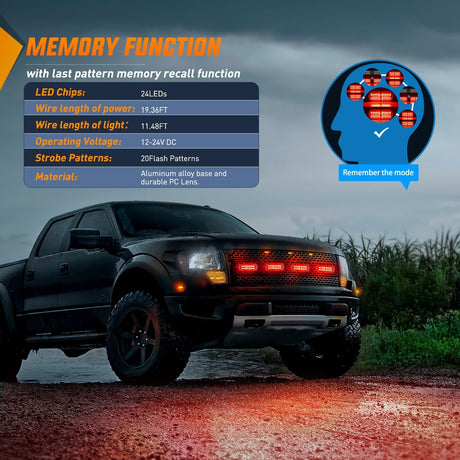 4PCS LED Strobe lights 12V 24V Sync Feature Red 24LED Emergency Hazard Warning Lights with Controller Hard Wire or Cigarette Lighter Plug for Car Truck RVs Campers