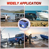 Boat Trailer Winch 3500 lbs Portable Electric Boat Winches 12 V DC Marine Winch with Synthetic Rope Remote Control Hand Crank Power-in Freewheel Waterproof Winch for Boat Trailer Towing, Blue