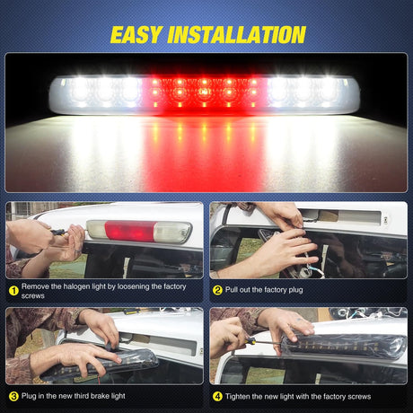 Third Brake Light Tail High Mount 3rd Stop Cargo Reverse LED Lights Smoked Lens Compatible with Chevy Colorado and GMC Canyon 2004 2005 2006 2007 2008 2009 2010 2011 2012 Pickup Truck