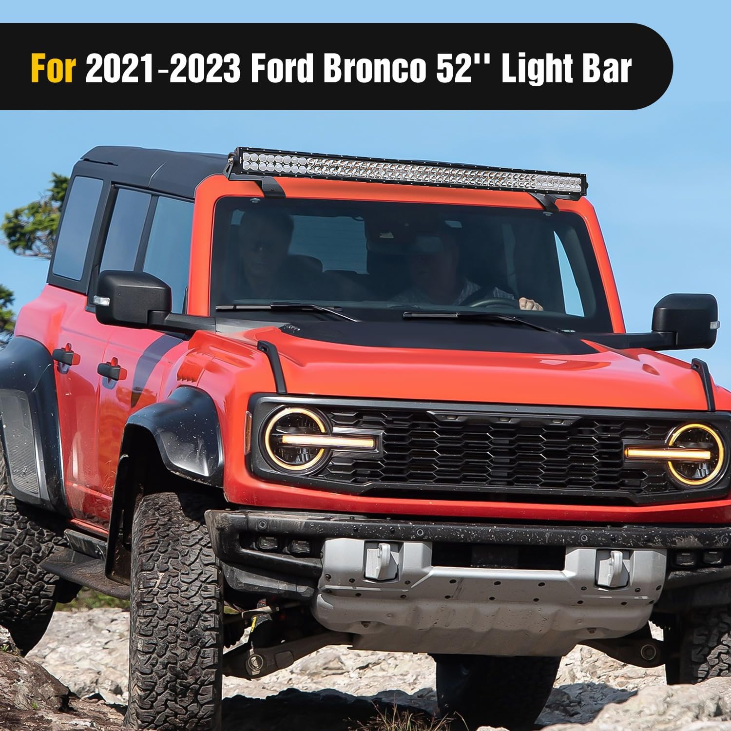 52” Straight LightBar Over-Windshield Mounts For 2021-2023 Ford Bronco 2/4 Door Nilight