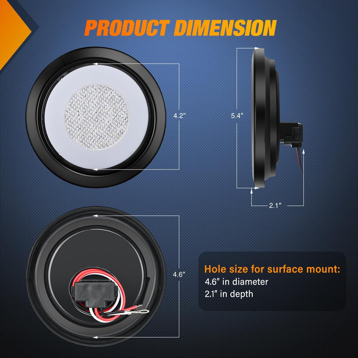 Trailer Tail Lights 2PCS 4Inch Round 32LED White Halo Ring | Grommet Mount IP67 Waterproof Marker Clearance Reverse Backup Running Taillights for Trailer Truck Pickup Camper RV