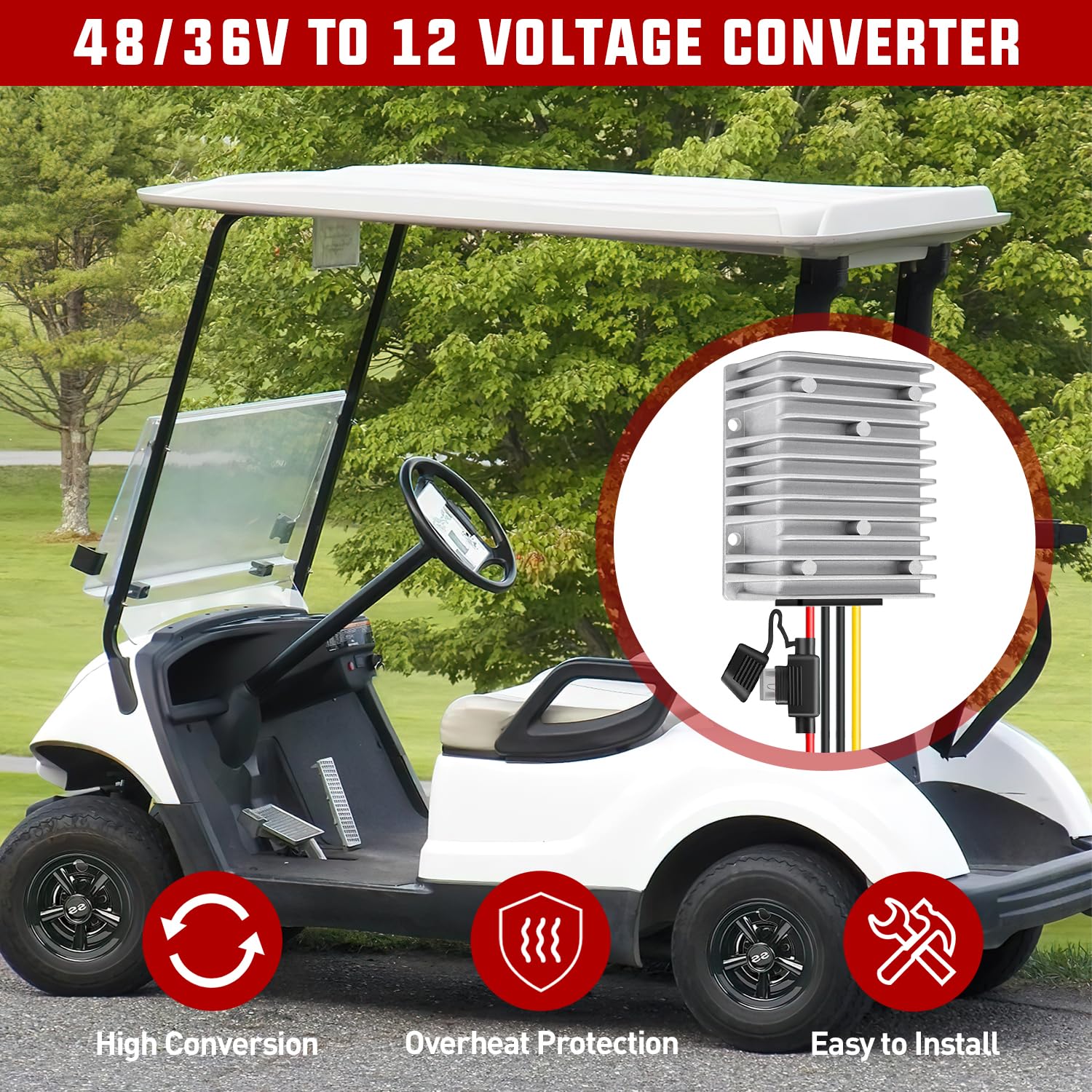 36V/48V to 12V 30A 360W Voltage Converter Nilight
