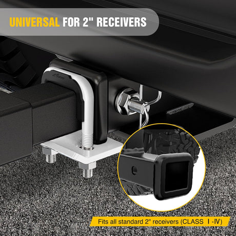 Trailer Hitch Tightener for 2 Inch Trailers Hitches Mount Anti Rattle Heavy Duty Steel with Rubber Cover White U Bolt Glossy Coating Plate Electrophoresis Anti-Rust Triple Protective