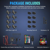 RGBW LED Rock Lights Kit, 8 Pods 22LED Wide Angle Remote & Bluetooth App Dual Control with Music Modes Multicolor Underglow Neon Wheel Well Light Fit for ATV UTV SUV Offroad Truck RZR Boat