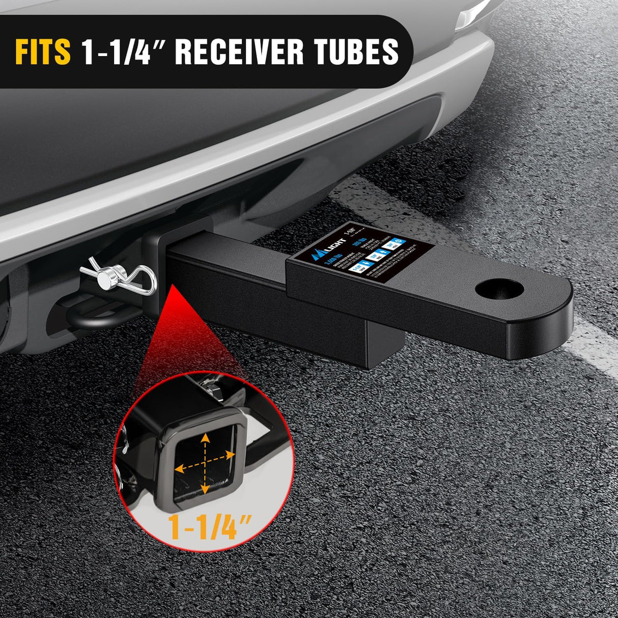 Trailer Hitch Mount Fits 1-1/4 Inch Receiver Tubes 3500 lbs 3/4-Inch Hole 1-1/4 Inch Drop 3/4 Inch Rise Not Include Hitch pin