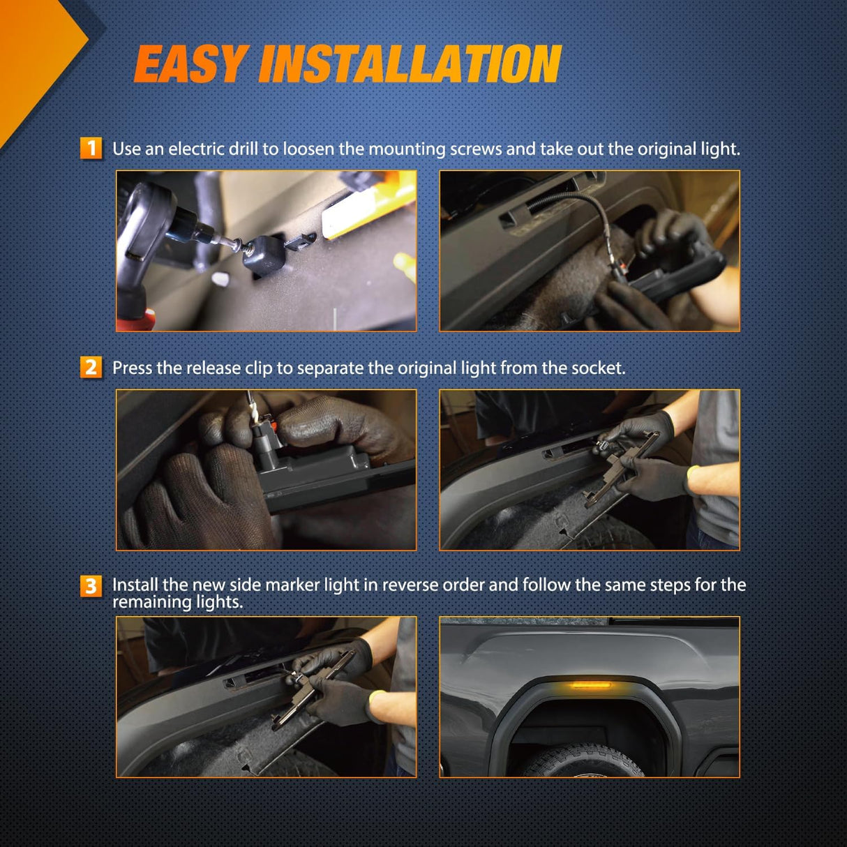 Fender Side Marker Lights 4 PCS 54 LED Smoke Lens Amber Front Rear Clearance Light Compatible with 2020 2021 2022 2023 2024 Sierra 2500HD 3500HD Pickup Truck