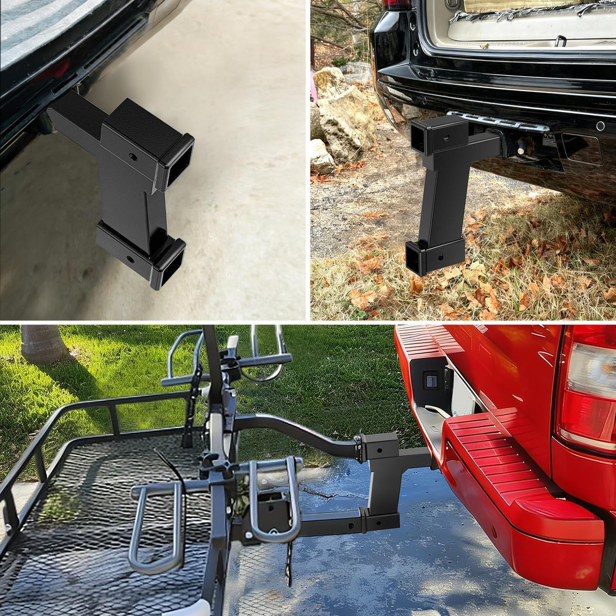 Trailer Hitch Extension Riser for 2 Inch Receiver with 2 and 10Inch Rise or Drop with Bolt Nut Clip 10,000 lbs Capacity Adjustable Extend 8 Inch 10 Inch Length Black Coated for Class I-VI Receivers