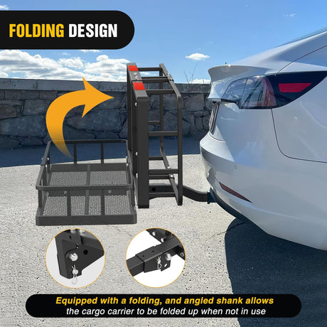 60 Inch x 24 Inchx 7.87 Inch Folding Carrier Fits 2-Inch Receiver 500 Lbs Capacity Bag Net Ratchet Straps Lock Stabilizer for SUV Pickup RV Van