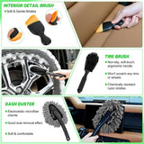 Automotive Tools 37PCS Car Detailing Kit Auto Cleaning Tools Wash Set with Storage Carry Bag Home Use for Interior Exterior Deep Clean Car Care Windshield Dashboard Seat Air Vents Wheels Tires, Green