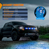 4PCS LED Strobe lights 12V 24V Sync Feature Blue White 24LED Emergency Hazard Warning Lights with Controller Hard Wire or Cigarette Lighter Plug for Car Truck RVs Campers