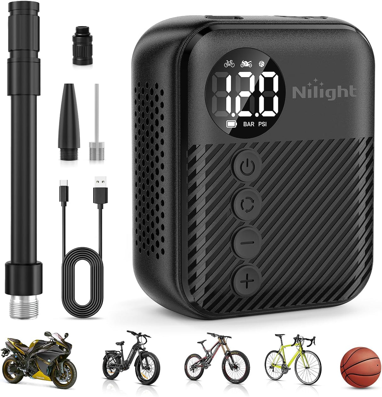 Mini Bike Pump with Gauge 150PSI Presta & Schrader Valve | Compact 150 Psi Fast Inflate Tiny Bicycle Air Pump Portable Air Inflator for Road Mountain E-Bike Motorcycle Ball