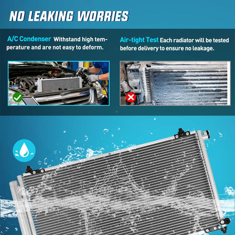 AC Condenser Fit for Honda CR-V 2002-2006 Element L4 2.4L 2003-2011 Air Conditioning A/C Condenser with Receiver Drier Replace# 3112, 4770629, HO3030124, 80101SCAA01, 80110S9A003, 80110S9A013