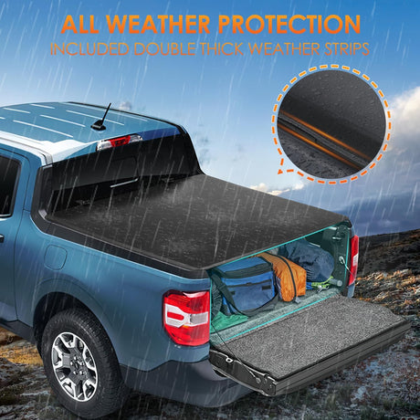 Soft Tri-fold Truck Bed Tonneau Cover Fits for 2022 2023 2024 2025 Ford Maverick-4.5ft
