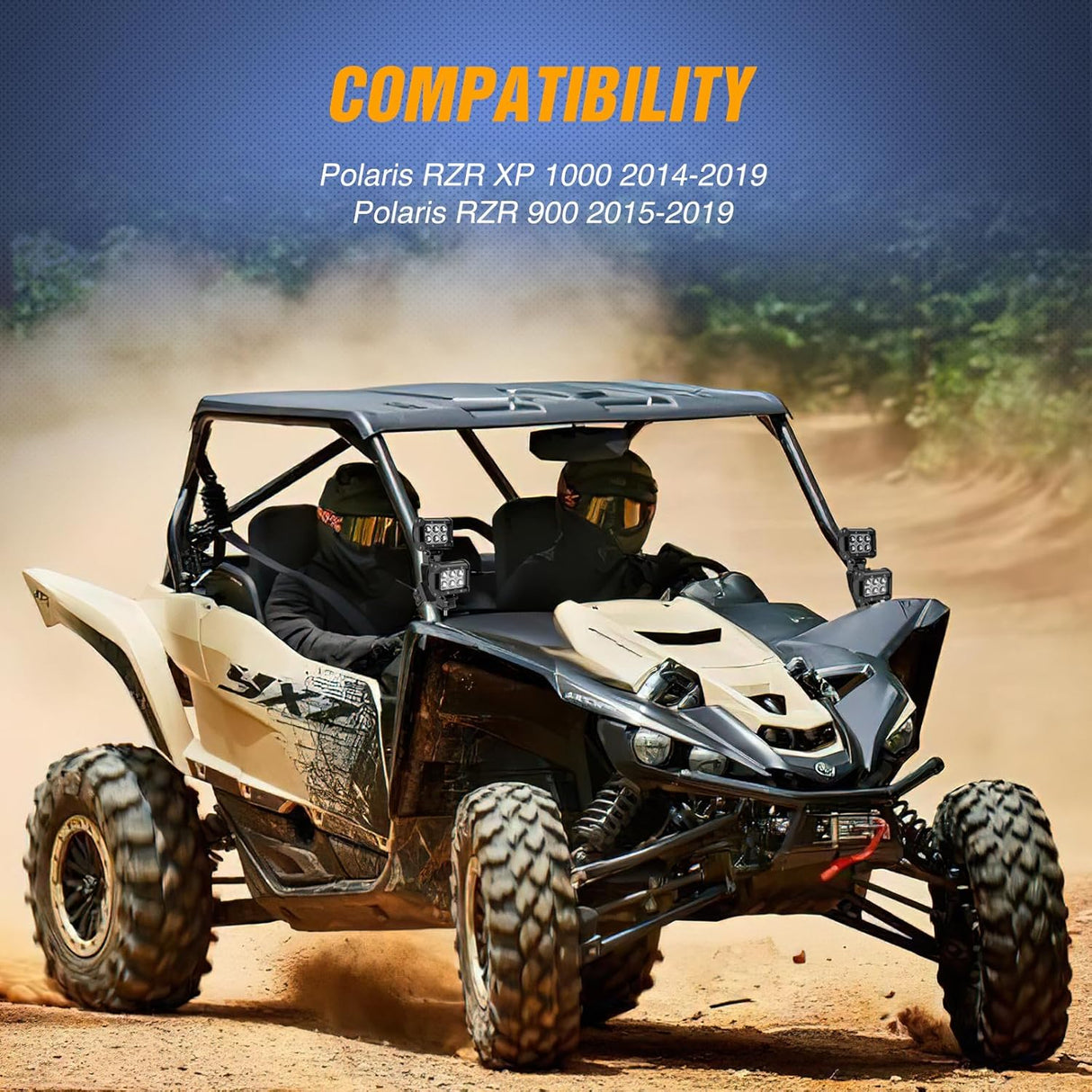 Light Bar UTV Front Side A Pillar Dual Lights Hood Mounting Brackets for LED Pods Compatible with Polaris RZR XP 1000 2014 2015 2016 2017 2018 2019 RZR XP 900 2015-2019