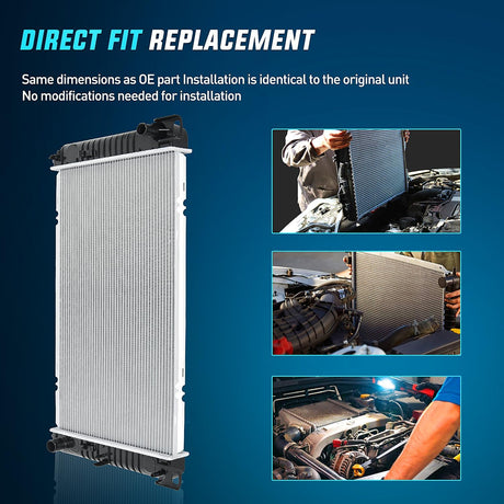 Radiator for Chevrolet Silverado 2500 GMC Sierra 2500 1999 2000 V8 6.0L, Avalanche 1500 2002 2003 2004, Manual Transmission Without Engine Oil Cooler