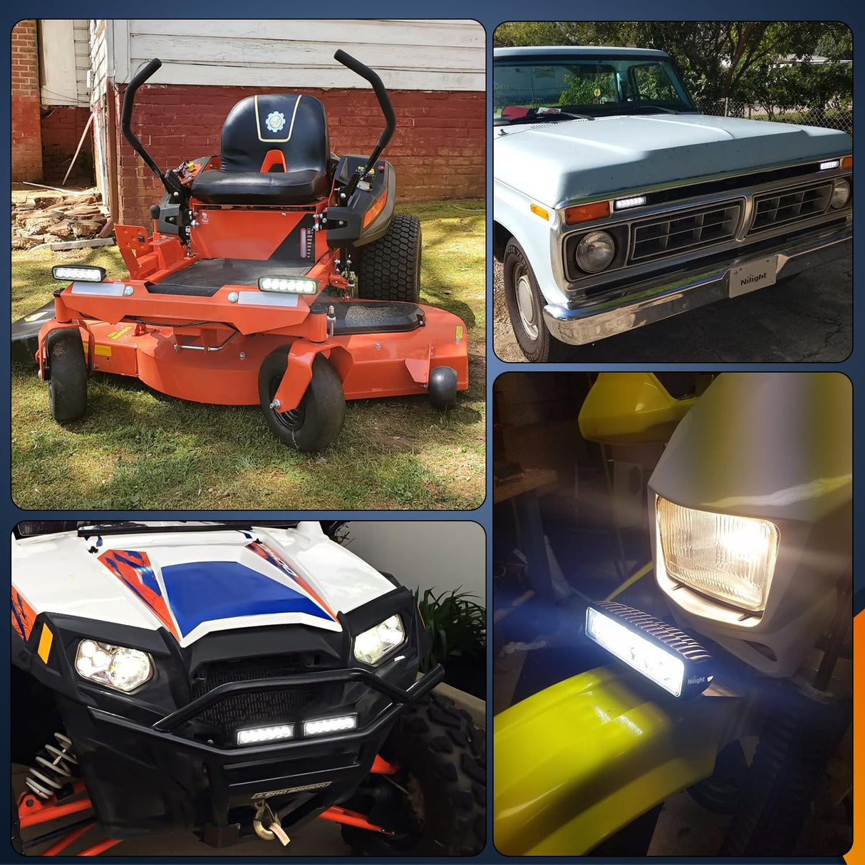 LED Pods 4PCS 18W 6Inch Flood Offroad Fog Light Bar Waterproof with 16AWG POD Lights Wiring Harness Kit for Boat SUV ATV 4WD Car Truck Golf Cart 12V 24V -4 Leads