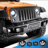 2PCS 7 Inch LED Headlight Compatible with Jeep 2PCS 4 Inch LED Fog Light for Jeep Wrangler 97-17 JK LJ CJ