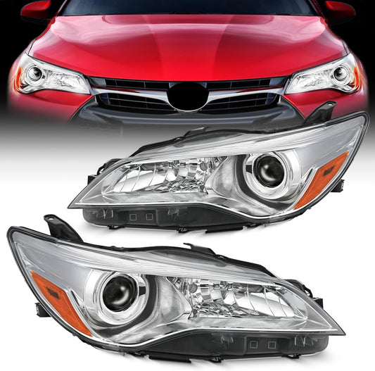 Headlight Assembly Headlight Assembly Chrome Housing Amber Reflector Clear Lens For 2015 2016 2017 LE SE XLE Toyota Camry