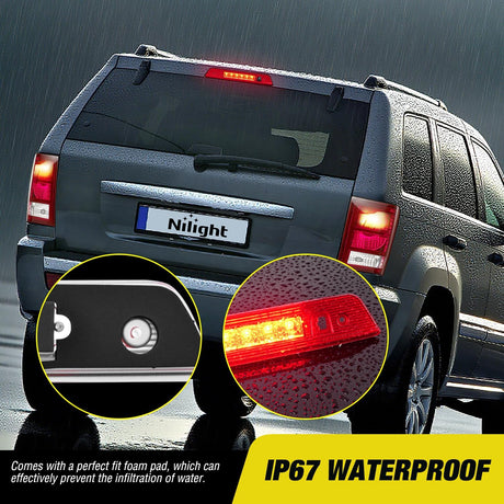 Third Brake Light Tail High Mount 3rd Stop Lights Red Lens Compatible with Jeep Grand Cherokee 2005 2006 2007 2008 2009 2010 Van SUV Rear Center Cab Lamp