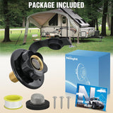 RV City Water Inlet with Check Valve 1/2 Inch NPT Male to 3/4 Inch GHT Female Brass City Water Fill Inlet Flange Connection Fittings for RV Camper Trailer Marine Hose Water Connector Replacement Black