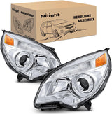 Headlight Assembly Compatible with 2010 2011 2012 2013 2014 2015 Chevy Chevrolet Equinox OE Style Projector Replacement Halogen Headlights Chrome Housing Amber Reflector Headlamp a pair