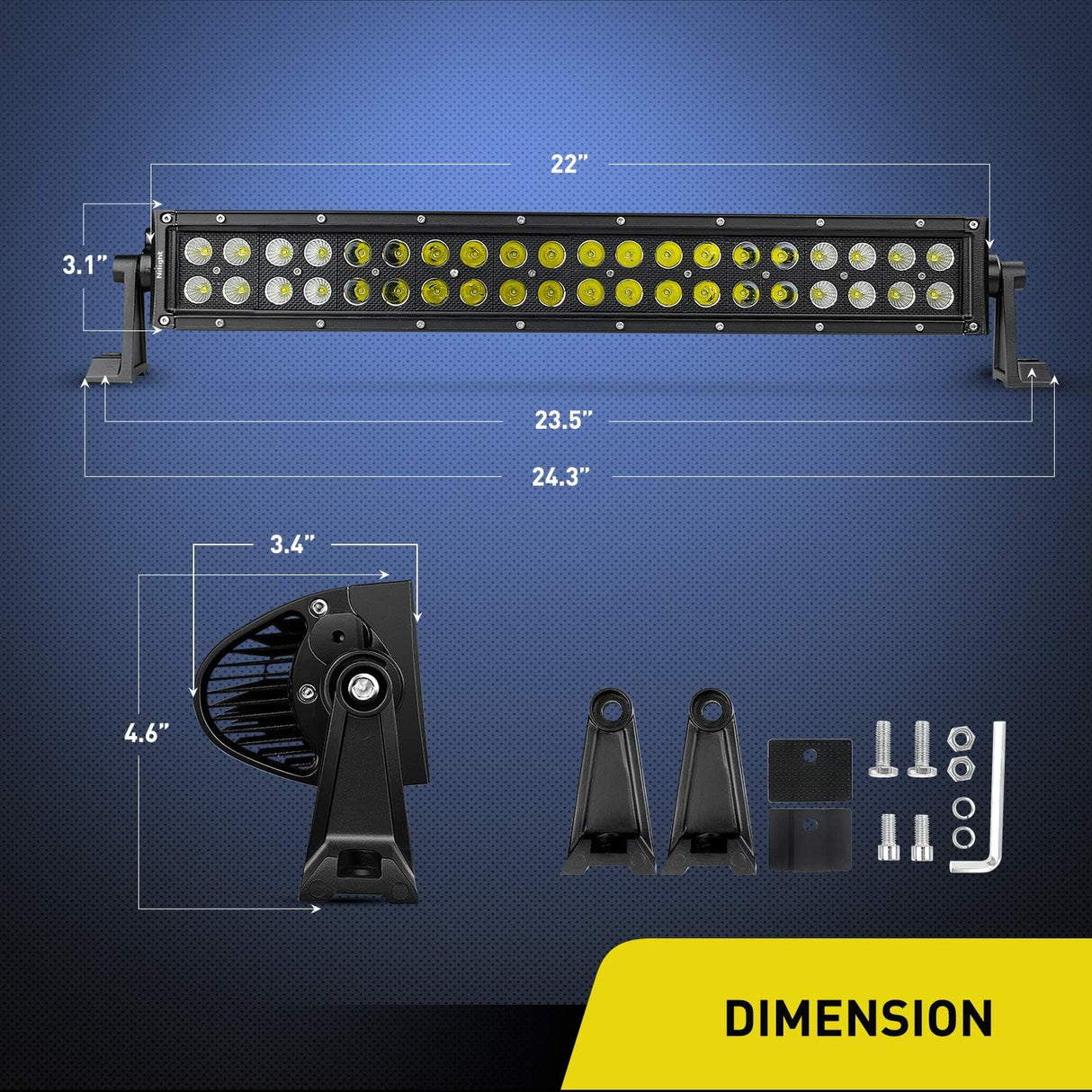 LED Light Bar 22 Inch 120w Flood Spot Combo Driving Lights 12V 5Pin Rocker Switch 16AWG Wiring Harness Kit for Trucks SUV ATV UTV 4x4 Van Camper