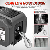 Boat Trailer Winch 3500 lbs Portable Electric Boat Winches 12 V DC Marine Winch with Steel Cable Remote Control & Hand Crank Power-in Freewheel Operat Waterproof Winch for Boat Trailer, Gray