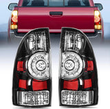 Taillight Assembly Compatible with Toyota Tacoma 2005 2006 2007 2008 2009 2010 2011 2012 2013 2014 2015 Rear Tail Light Lamp Replacement Black Housing LED Lens Driver and Passenger Side