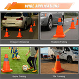 12 Inch Collapsible Traffic Safety Cones 2 Pack - Bright Orange Parking Cones with Reflective Collars for Roadside Emergency, Parking, Driving Practice