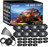 RGB LED Rock Lights Kit 8PCS Bluetooth App Control Multicolor | Magnetic Base Underglow Neon Light Pods IP68 Waterproof Flashing Music Mode for Truck ATV UTV RZR SUV