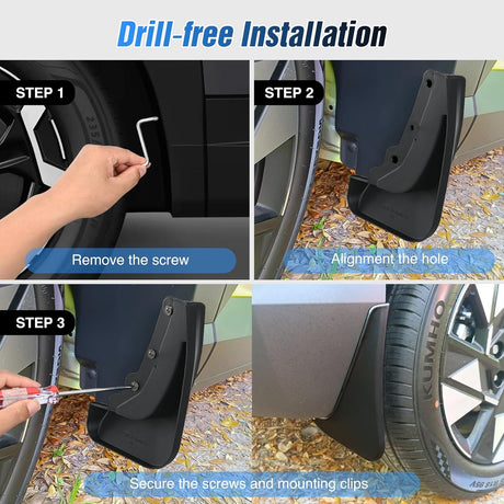 Fender Mud Flaps for Hyundai Santa Fe 2024 2025, No Drilling Precision Fit Exterior Accessories Heavy-Duty Splash Guards Protection, Front & Rear Set