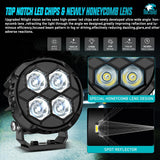 LED Pod Light 2 PCS 3.1 Inch 20W 4 LED Round Hyper Spot Beam Offroad Driving Lights w/18AWG Rocker Switch Wiring Harness Kit for Truck Motorbike Boat ATV UTV