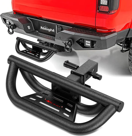 Universal Hitch Step Textured Black Drop Trailer Hitch Step Fit 2 Inch Receiver with Hitch Lock Stabilizer Towing Bar Rear Bumper Guard Rated up to 350 Lbs for Pickups Trucks Vans SUVs ATVs