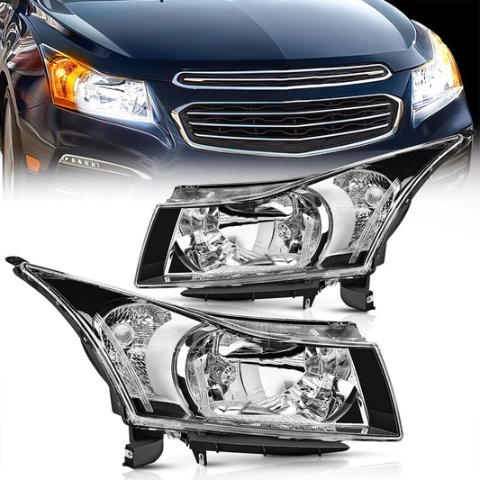 Headlight Assembly Headlight Assembly Chrome Housing Clear Reflector Lens For 2011 2012 2013 2014 2015 Chevy Cruze 2016 Cruze Limited