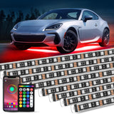 8Pcs Aluminum Underglow Neon Accent Strip Lights 396 LEDs RGB Door Assist Multi Color DIY Sound Active Function Music Mode with APP and Remote Control Underbody Light Strips for Car Truck RV