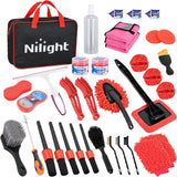 Automotive Tools 37PCS Car Detailing Kit Auto Cleaning Tools Wash Set with Storage Carry Bag Home Use for Interior Exterior Deep Clean Car Care Windshield Dashboard Seat Air Vents Wheels Tires, Red