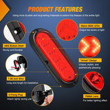 6Inch Oval Tail Light 2PCS 35LED Arrow Red Running Stop Brake Lights Surface Mount Waterproof for 12V Caravan Truck RV Camper Trailer Bus