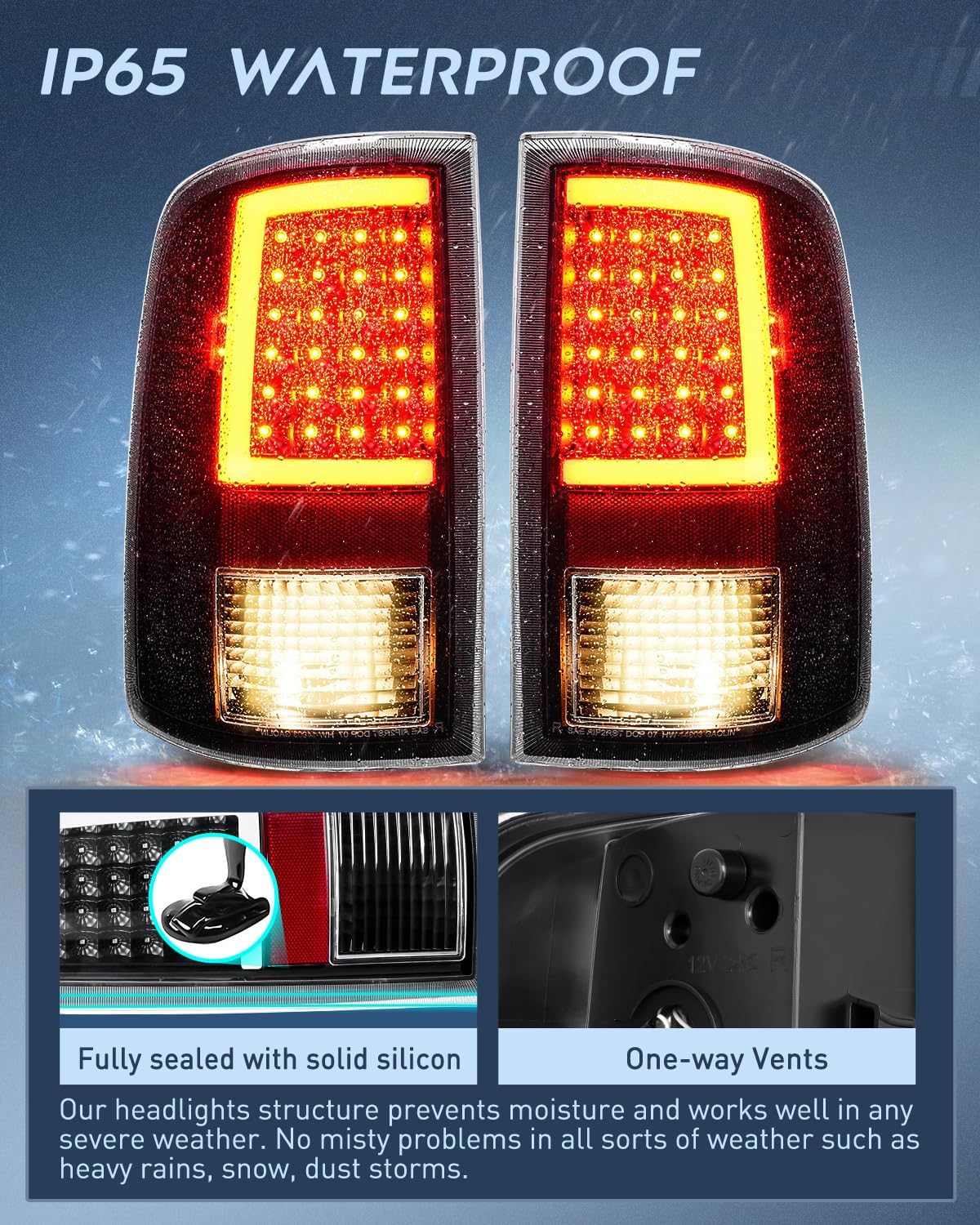 Taillight Assembly Compatible with 2009 2010 2011 2012 2013 2014 2015 2016 2017 2018 Dodge Ram 1500 2010-2018 Ram 2500 3500 Incandescent Type Upgrade LED Tube Tail Lights Rear Brake Lamps