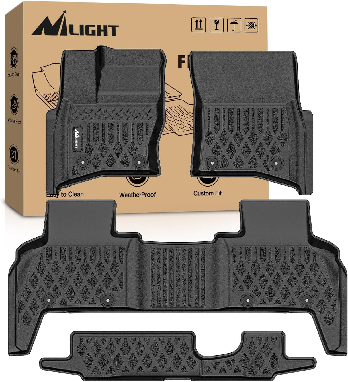 TPE Floor Mats for Land Rover Defender 110 2020 2021 2022 2023 2024 2025 All Weather Custom Fit Heavy Duty Floor Liners