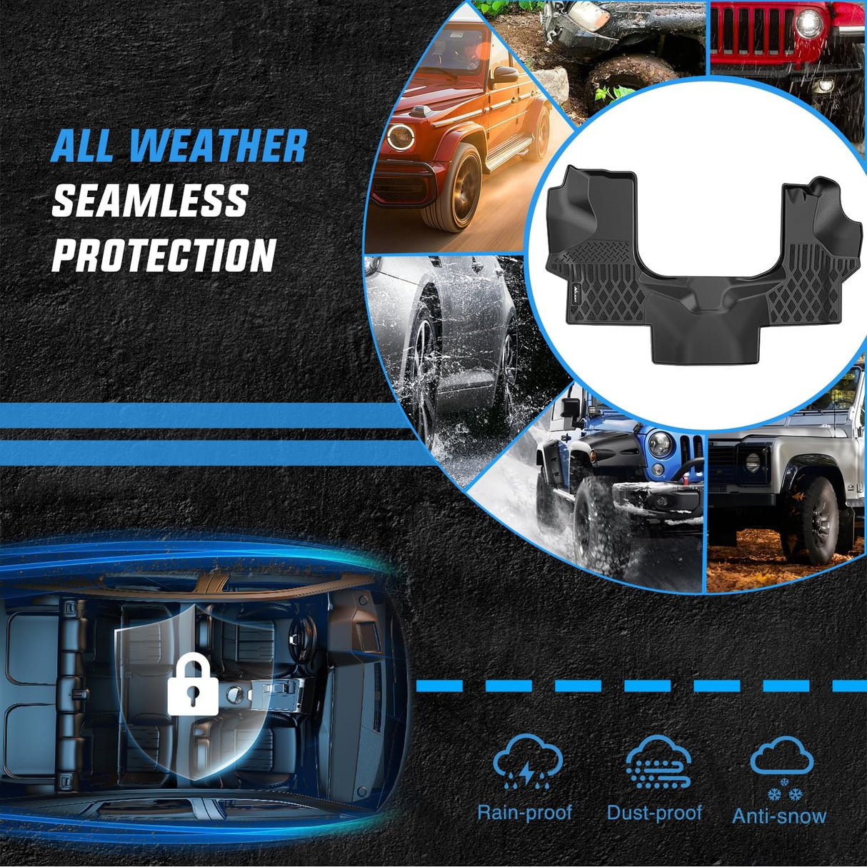 TPE Floor Mats for Chevy Express GMC Savana 1500 2500 3500 2015 2016 2017 2018 2019 2020 2021 2022 2023 2024 2025 All Weather Custom Fit Heavy Duty Floor Liners