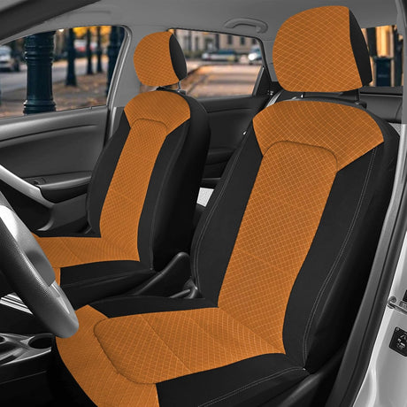 Car Seat Cover 2PCS Black Brown Breathable Mesh Interior Covers with Removable Headrest Airbag Compatible Universal for Cars Truck and SUV Front Seats