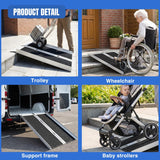 2 Feet Portable Wheelchair Ramp with Quick-Lock Non-Skid Aluminum | Handicap Ramps with Handle Folding Threshold Ramp for Home Steps, Stairs, Doorways, Scooter, Porch, Cart 800LBS Capacity