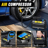Car Emergency Kit with Jumper Cable Air Compressor Tire Repair Essential Tools First Aid Alligator Connector Electrical Kit for Travel Camping Outdoor Cars Truck SUV RV