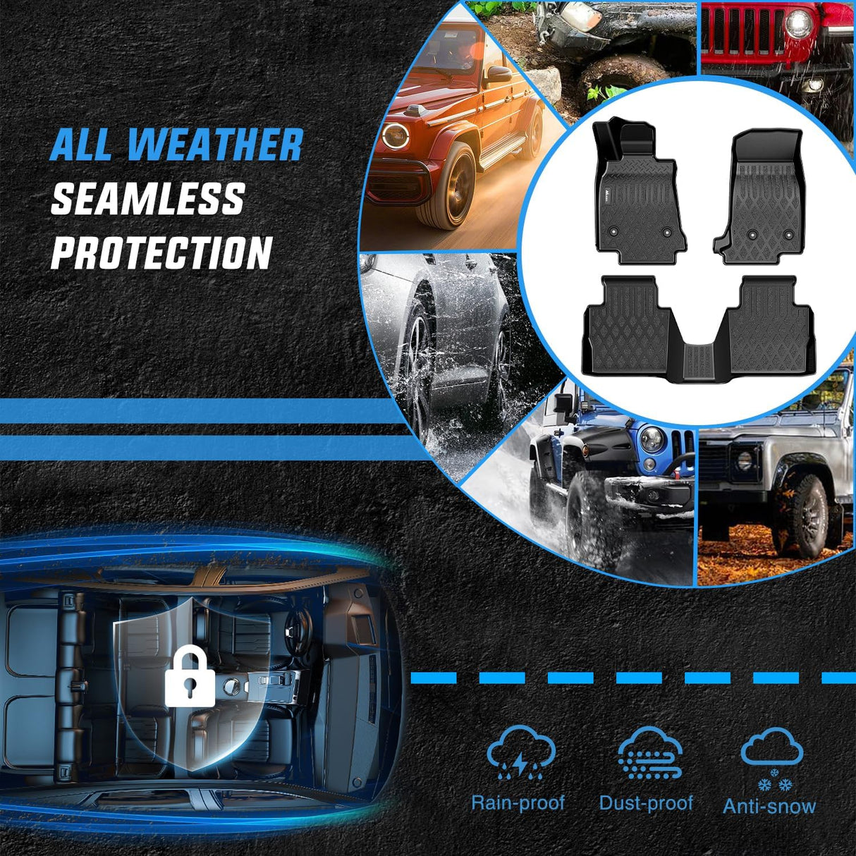 TPE Floor Mats for Cadillac CT5 2019 2020 2021 2022 2023 2024 All Weather Custom Fit Heavy Duty Floor Liners