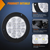 Trailer Tail Lights 2PCS 4Inch Round 12LED White Backup | IP67 Waterproof Screw Mount Marker Clearance Reverse Running Taillights for Trailer Truck Pickup Camper RV
