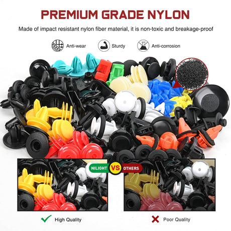 1125Pcs Car Push Retainer Clips Auto Fasteners Kit Included 34 Most Popular Sizes Nylon Bumper Fender Rivets with 5 Fasteners Remover 10 Cable Ties for Toyota GM Ford Honda Chevy